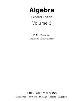 خرید و دانلود نسخه کامل کتاب Algebra Volume 3, 2nd Edition