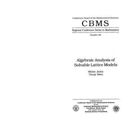 خرید و دانلود نسخه کامل کتاب Algebraic analysis of solvable lattice models