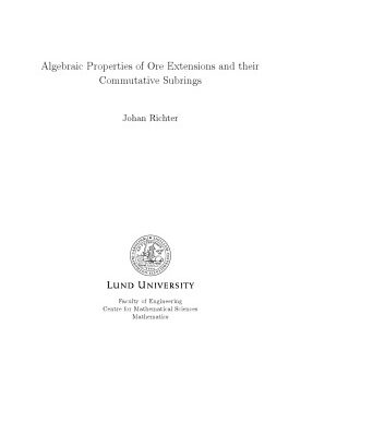خرید و دانلود نسخه کامل کتاب Algebraic Properties of Ore Extensions and Their Commutative Subrings