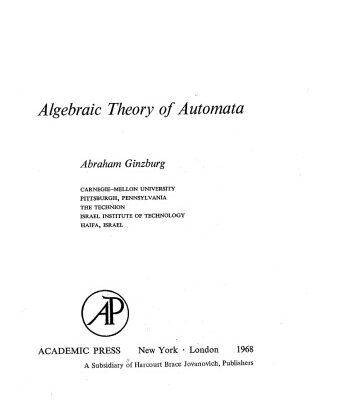 خرید و دانلود نسخه کامل کتاب Algebraic Theory of Automata