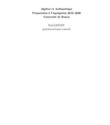 خرید و دانلود نسخه کامل کتاب Algèbre et Arithmétique: Préparation à l’Agrégation 2019-2020