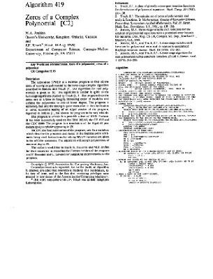 خرید و دانلود نسخه کامل کتاب Algorithm 419: Zeros of a complex polynomial