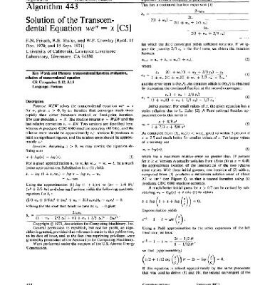 خرید و دانلود نسخه کامل کتاب Algorithm 443. Lambert W function