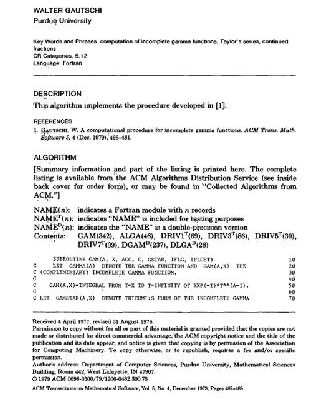 خرید و دانلود نسخه کامل کتاب Algorithm 542, Incomplete Gamma function