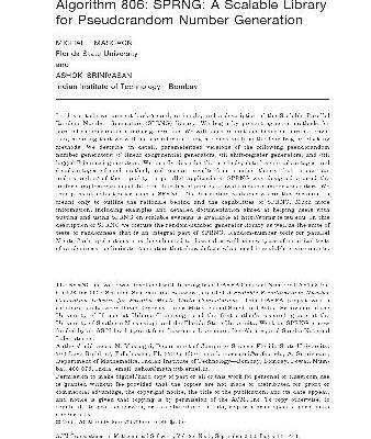 خرید و دانلود نسخه کامل کتاب Algorithm 806. SPRNG, scalable pseudorandom number library