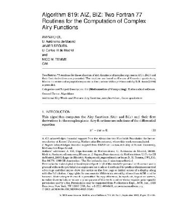 خرید و دانلود نسخه کامل کتاب Algorithm 819. Complex Airy functions