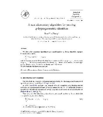 خرید و دانلود نسخه کامل کتاب Algorithm for proving q-hypergeometric identities. JSC2003