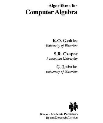 خرید و دانلود نسخه کامل کتاب Algorithms for Computer Algebra english