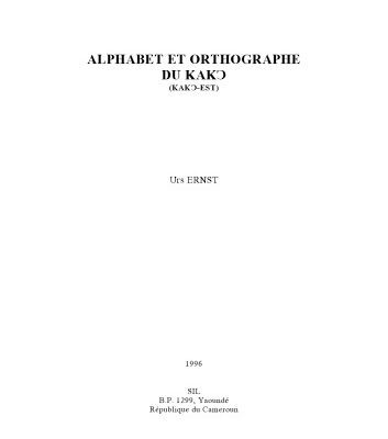 خرید و دانلود نسخه کامل کتاب Alphabet et orthographe du Kakɔ (Kakɔ-est)