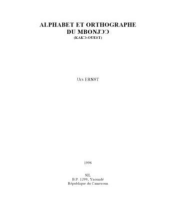 خرید و دانلود نسخه کامل کتاب Alphabet et orthographe du Mbonjɔɔ (Kakɔ-ouest)