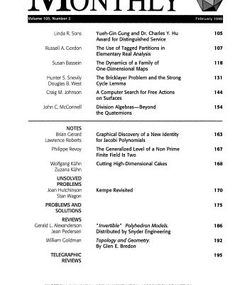 خرید و دانلود نسخه کامل کتاب American Mathematical Monthly, volume 105, number 2, February 1998
