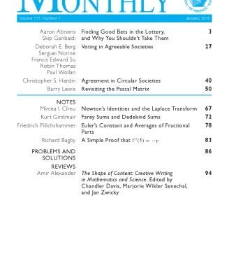 خرید و دانلود نسخه کامل کتاب American Mathematical Monthly, volume 117, number 1, january 2010