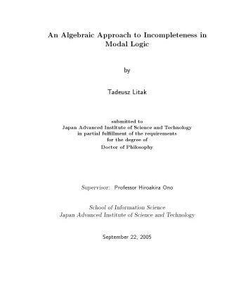 خرید و دانلود نسخه کامل کتاب An Algebraic Approach to Incompleteness in Modal Logic [PhD Thesis]