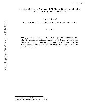 خرید و دانلود نسخه کامل کتاب An Algorithm to Construct Groebner Bases for Solving Integration by Parts Relations