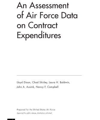 خرید و دانلود نسخه کامل کتاب An Assessment of Air Force Data on Contract Expenditures