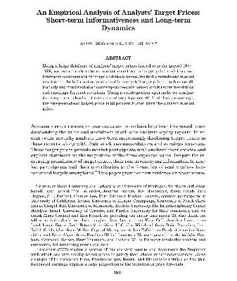 خرید و دانلود نسخه کامل کتاب An Empirical Analysis of Analysts’ Target Prices: Short-term Informativeness and Long-term Dynamics