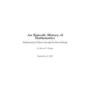 خرید و دانلود نسخه کامل کتاب An episodic history of mathematics. Mathematical culture through problem solving
