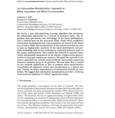 خرید و دانلود نسخه کامل کتاب An Information-Maximization Approach to Blind Separation and Blind Deconvolution