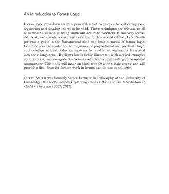 خرید و دانلود نسخه کامل کتاب An Introduction to Formal Logic