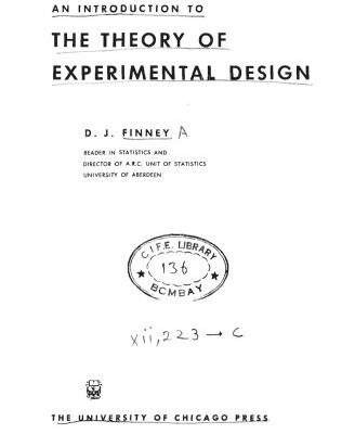خرید و دانلود نسخه کامل کتاب An Introduction To The Theory Of Experimental Design