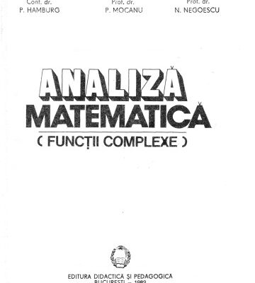خرید و دانلود نسخه کامل کتاب Analiză matematică (funcții complexe)