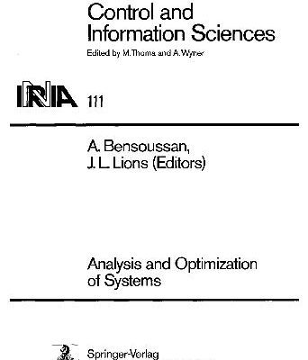 خرید و دانلود نسخه کامل کتاب Analysis and Optimization of Systems