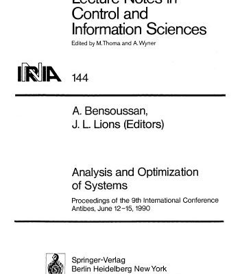خرید و دانلود نسخه کامل کتاب Analysis and Optimization of Systes: Proceedings of the 9th International Conference Antibes, June 12–15, 1990