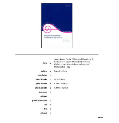 خرید و دانلود نسخه کامل کتاب Analysis and partial differential equations. Dedicated to Mischa Cotlar