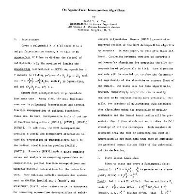 خرید و دانلود نسخه کامل کتاب Analysis of square-free decomposition algorithms