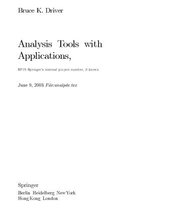 خرید و دانلود نسخه کامل کتاب Analysis tools with applications. Part 1