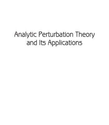 خرید و دانلود نسخه کامل کتاب Analytic perturbation theory and its applications