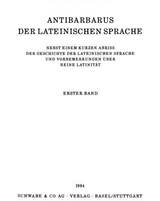 خرید و دانلود نسخه کامل کتاب Antibarbarus der lateinischen Sprache