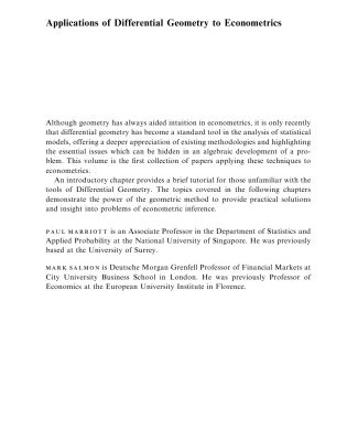خرید و دانلود نسخه کامل کتاب Applications of Differential Geometry to Econometrics