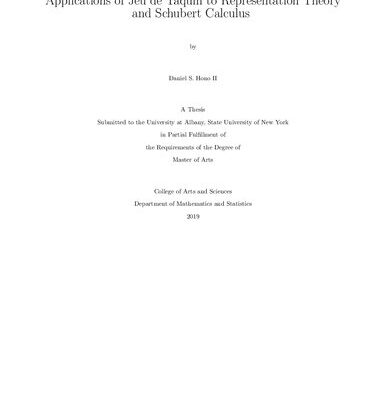 خرید و دانلود نسخه کامل کتاب Applications of Jeu de Taquin to Representation Theory and Schubert Calculus