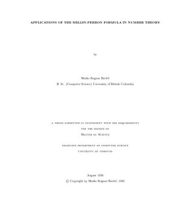 خرید و دانلود نسخه کامل کتاب Applications of the Mellin-Perron formula in number theory