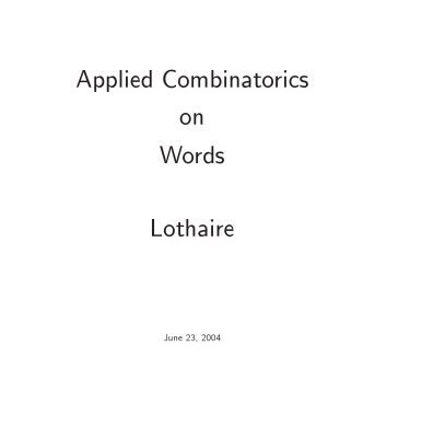 خرید و دانلود نسخه کامل کتاب Applied Combinatorics On Words