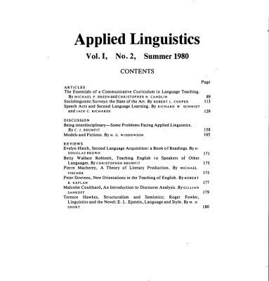 خرید و دانلود نسخه کامل کتاب Applied Linguistics Volume 1, No.2, 1980