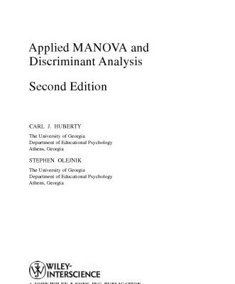 خرید و دانلود نسخه کامل کتاب Applied MANOVA and Discriminant Analysis