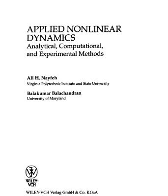 خرید و دانلود نسخه کامل کتاب Applied Nonlinear Dynamics: Analytical, Computational, and Experimental Methods