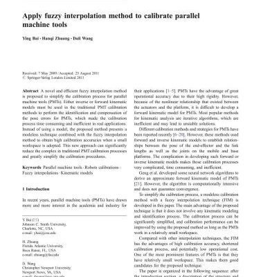 خرید و دانلود نسخه کامل کتاب Apply fuzzy interpolation method to calibrate parallel