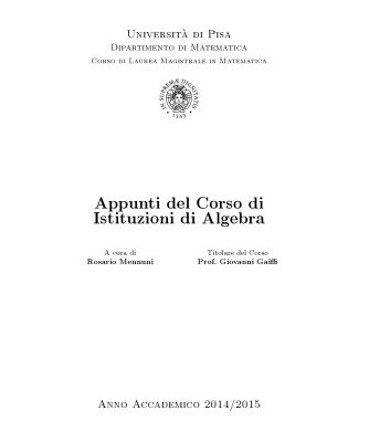 خرید و دانلود نسخه کامل کتاب Appunti del Corso di Istituzioni di Algebra