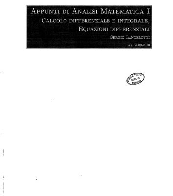 خرید و دانلود نسخه کامل کتاب Appunti di analisi matematica I – calcolo differenziale e integrale, equazioni differenziali
