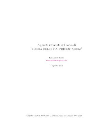 خرید و دانلود نسخه کامل کتاب Appunti rivisitati del corso di Teoria delle Rappresentazioni