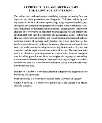 خرید و دانلود نسخه کامل کتاب Architectures and Mechanisms for Language Processing