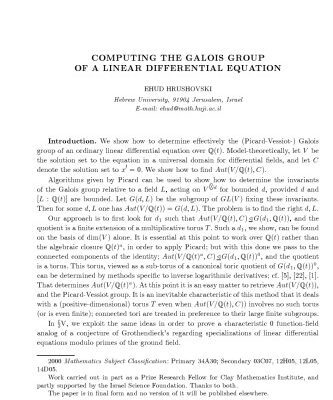 خرید و دانلود نسخه کامل کتاب [Article] Computing Galois group of a linear differential equation