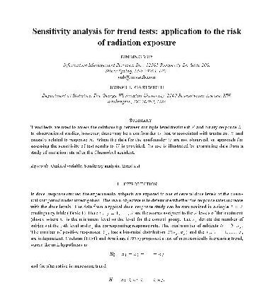 خرید و دانلود نسخه کامل کتاب [Article] Sensitivity analysis for trend tests application to the risk of radiation exposure