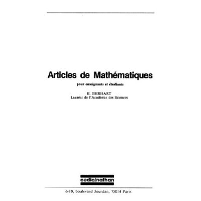 خرید و دانلود نسخه کامل کتاب Articles de mathematiques