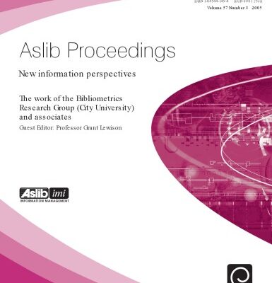 خرید و دانلود نسخه کامل کتاب Aslib Proceedings: New Information Perspectives – Vol. 57 No. 3. The work of the Bibliometrics Research Group (City University) and associates
