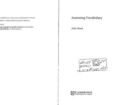 خرید و دانلود نسخه کامل کتاب Assessing Vocabulary (Cambridge Language Assessment)