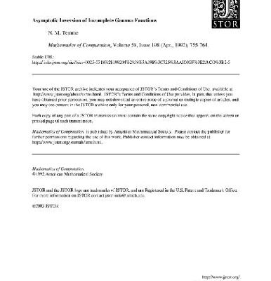 خرید و دانلود نسخه کامل کتاب Asymptotic inversion of incomplete gamma functions 1992